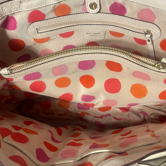 Kate Spade Ivory Large Leather Tote Bag Braided Accent Off-White Vintage Purse - Picture 4 of 16